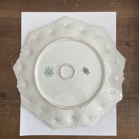 Antique M.Z. Austria Embossed Porcelain Plate – Pink Roses & Gold Trim – c.1 - Picture 3 of 5